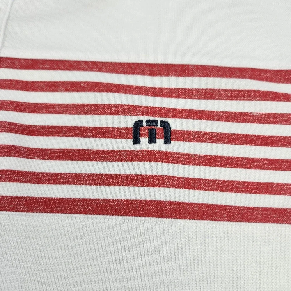 Travis Mathew Polo Shirt Mens L White USA Flag Golf Pima Cotton Blend - Picture 3 of 8